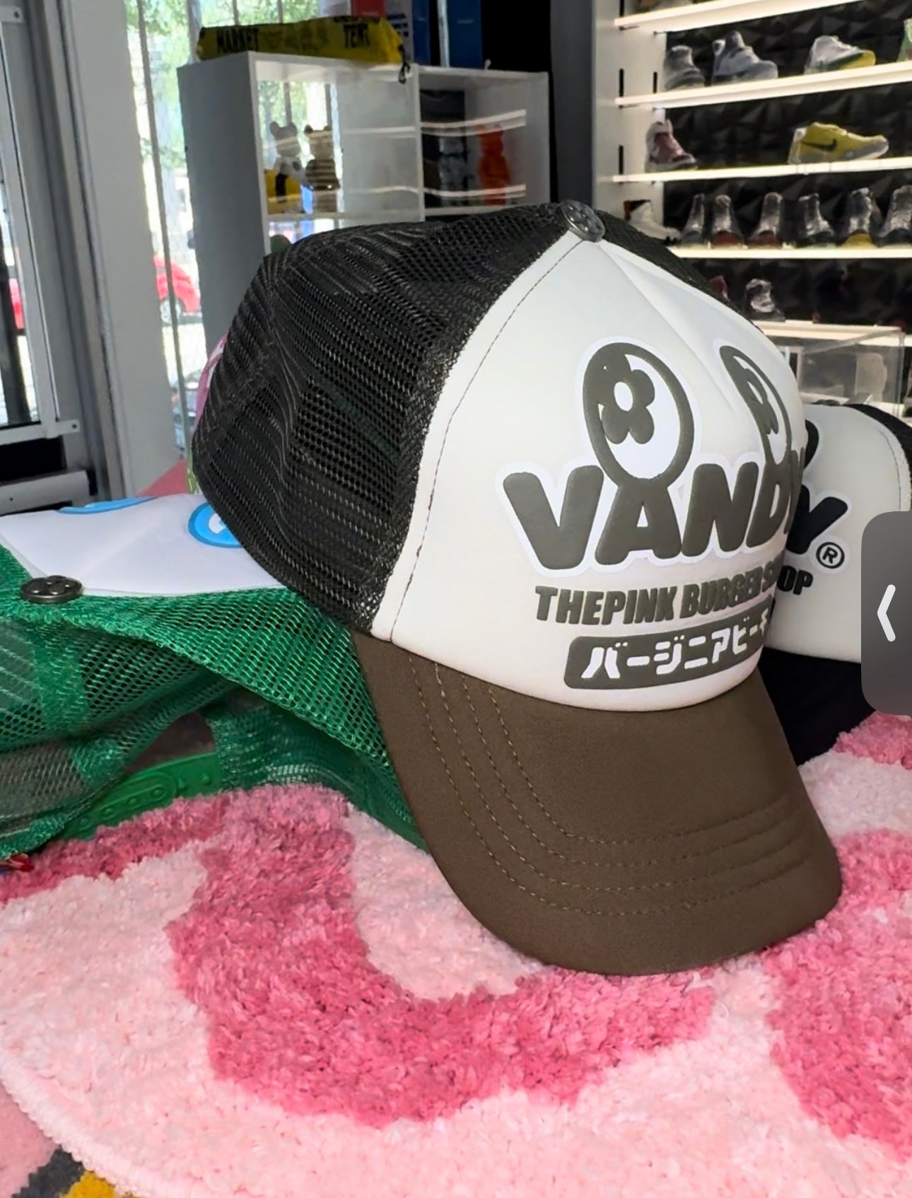 Vandy The Pink Trucket Hat Big Letters Brown