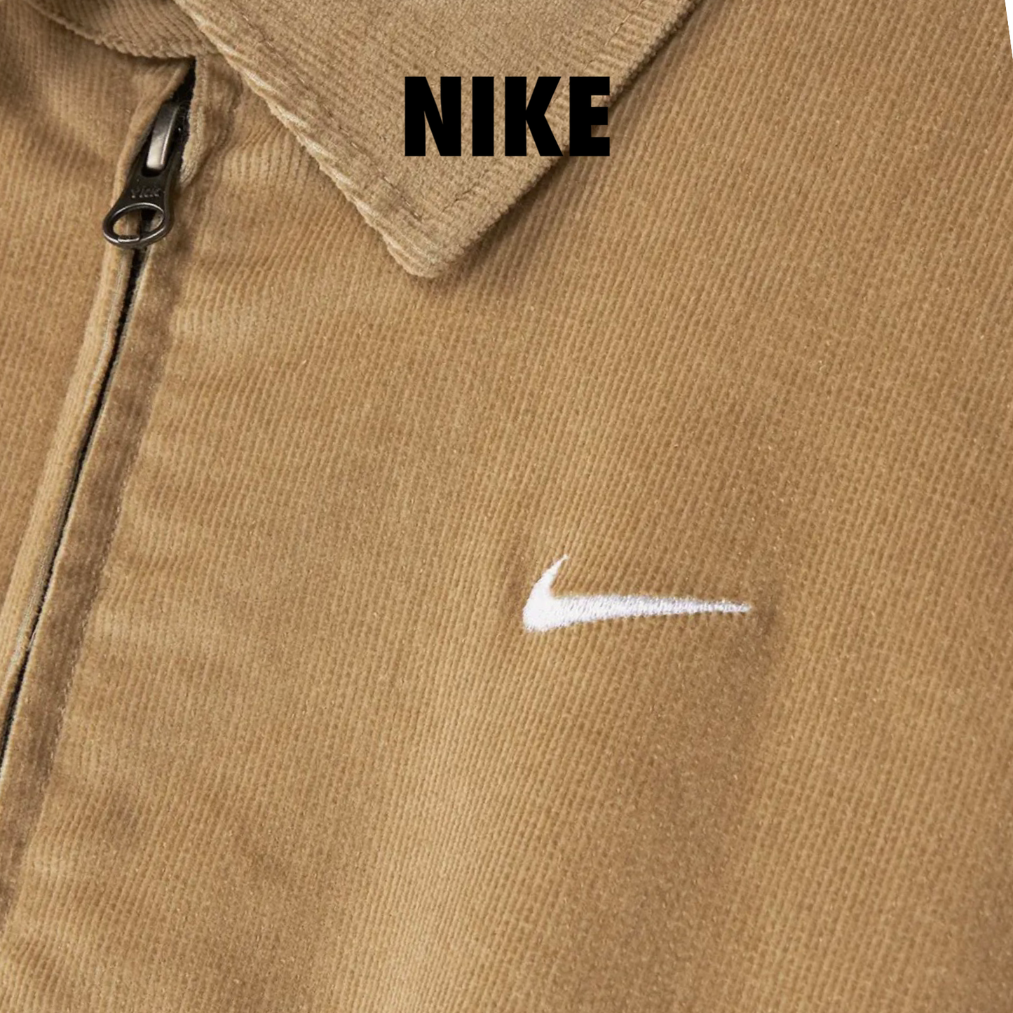 Nike Corduroy Zip Up Beige  Jacket   Club Harrington