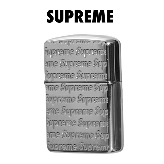 Supreme Repeat Engraved Zippo Silver