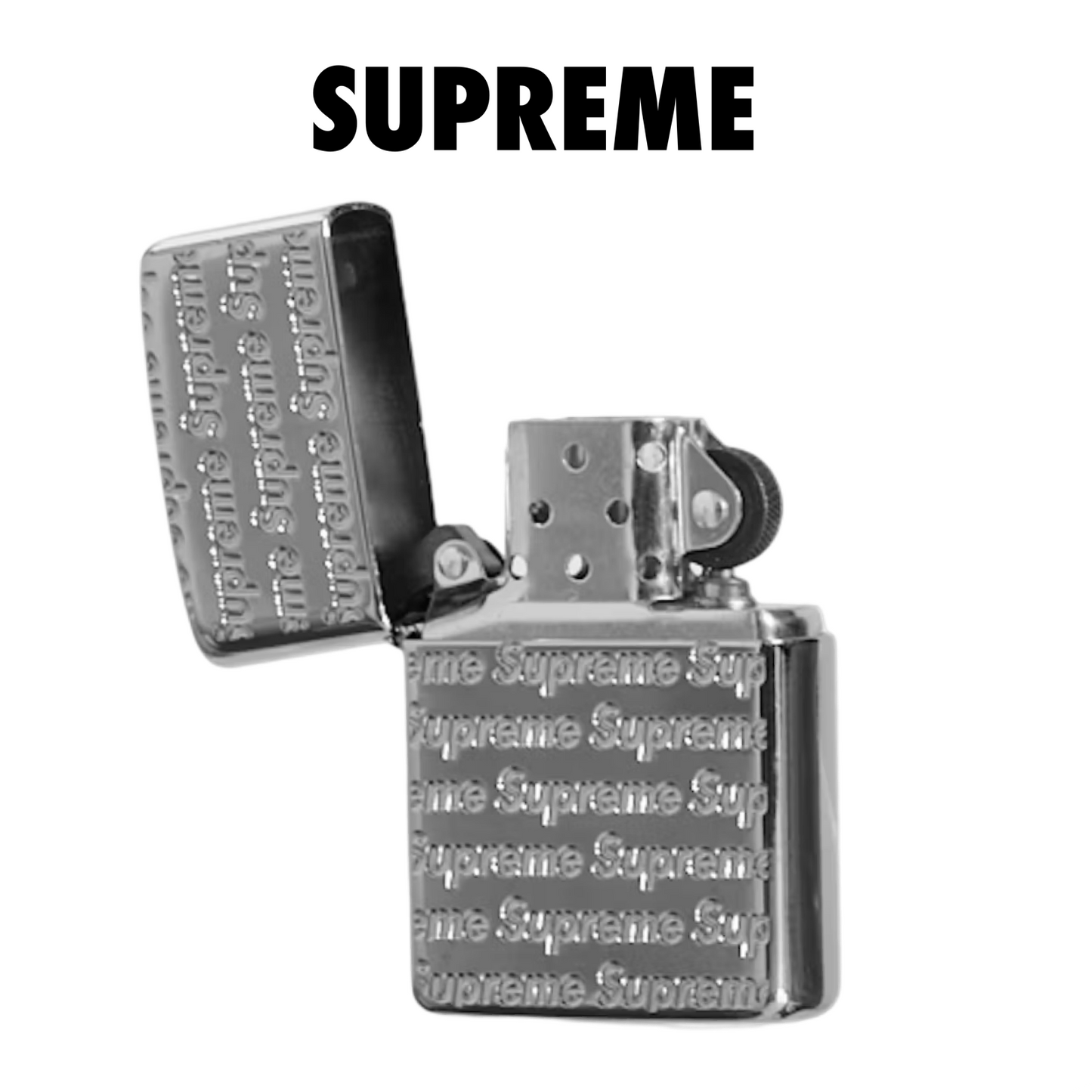 Supreme Repeat Engraved Zippo Silver