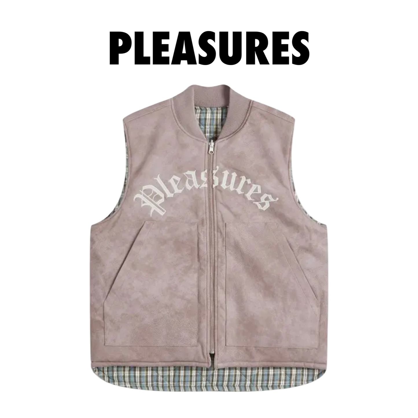 PLEASURES Reversible horns vest Mauve Plaid