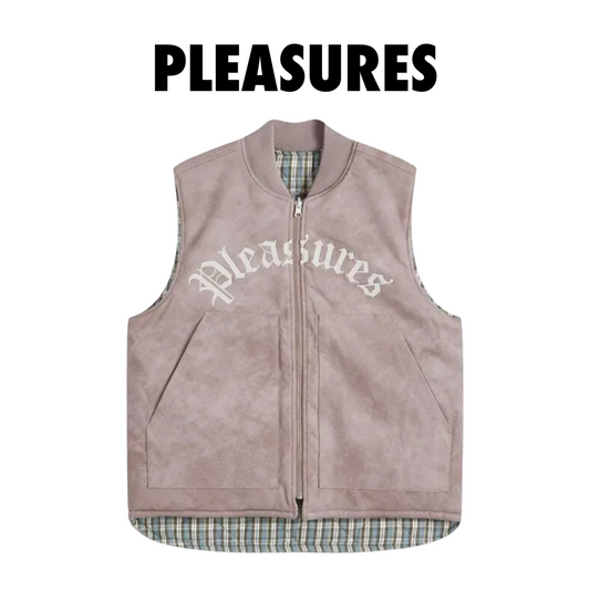 PLEASURES Reversible horns vest Mauve Plaid