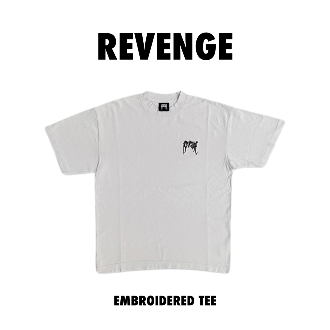 Revenge Tee Embroidered Boxy Cement