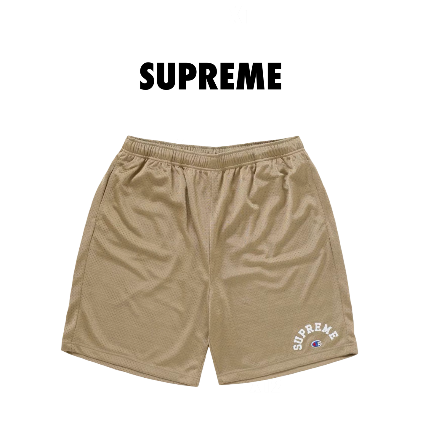 Supreme x Champion Mesh Shorts tan