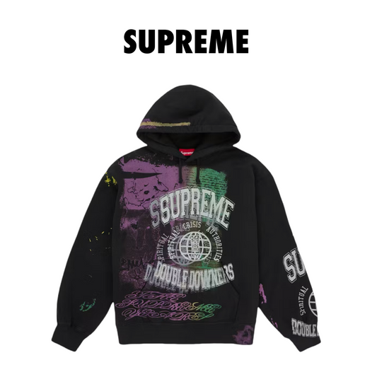 Supreme Overprint Hooded Sweatshirt black