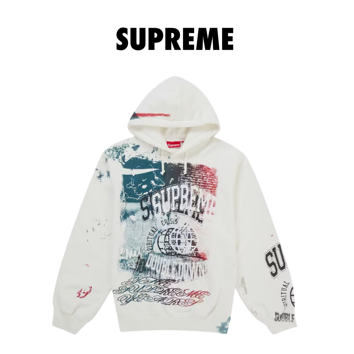Supreme Overprint Hooded Sweatshirt white