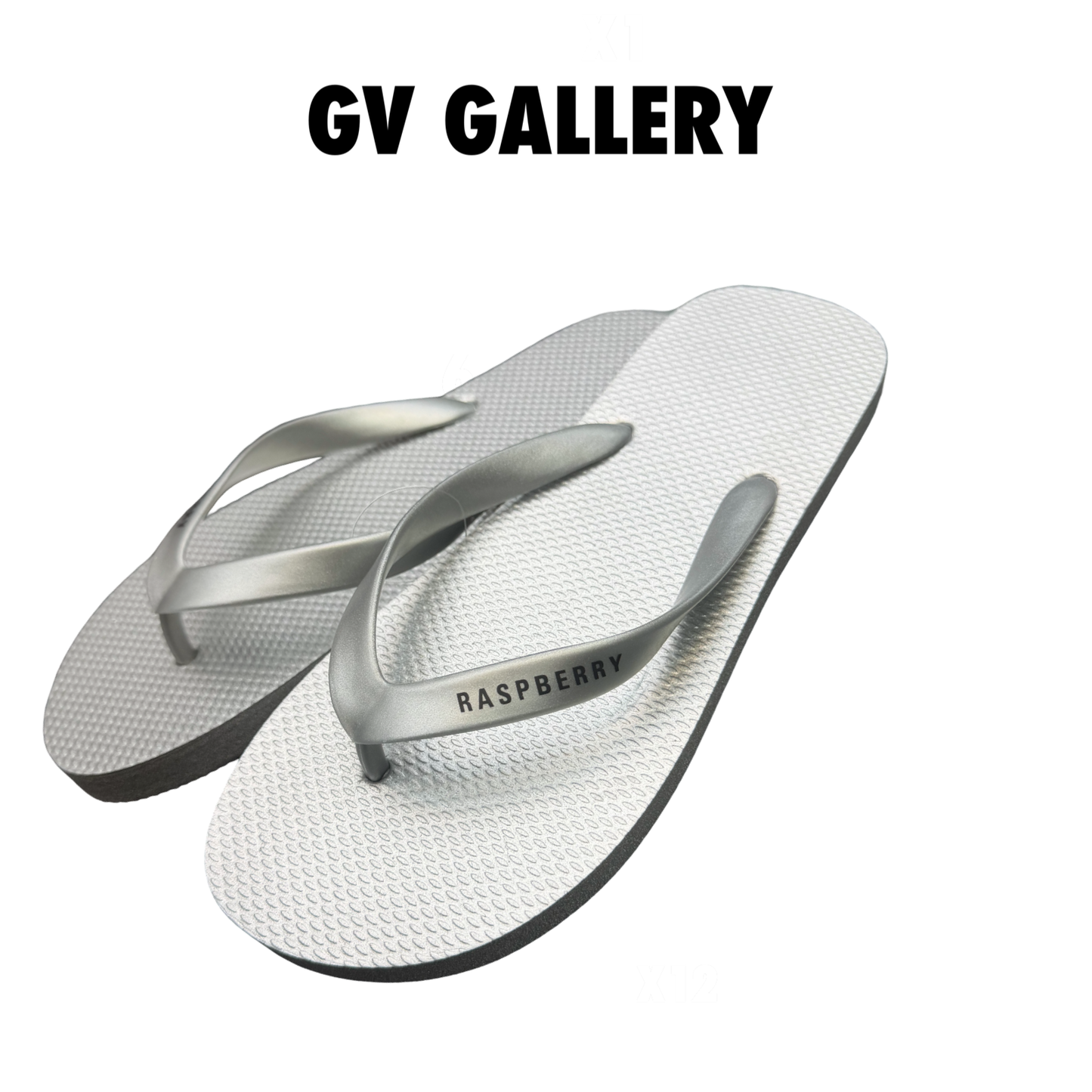 GV Gallery Raspberry Hills platinum flip flops