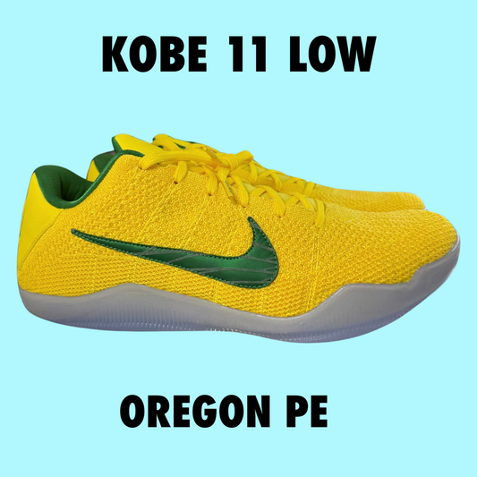 Kobe 11 Low Pe Oregon Size 12.5 DS PROMO Yellow Green Ducks Basketball player exclusive