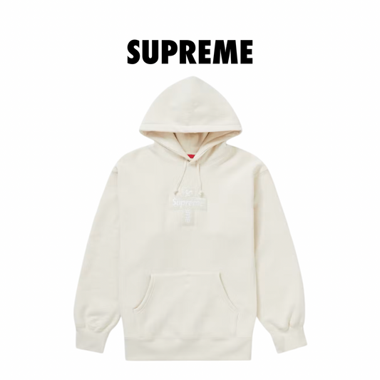 Supreme Cross Box Logo Hooded Sweatshirt Natural 2020