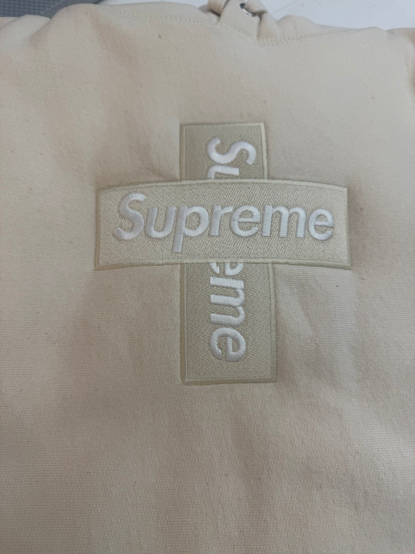 Supreme Cross Box Logo Hooded Sweatshirt Natural 2020