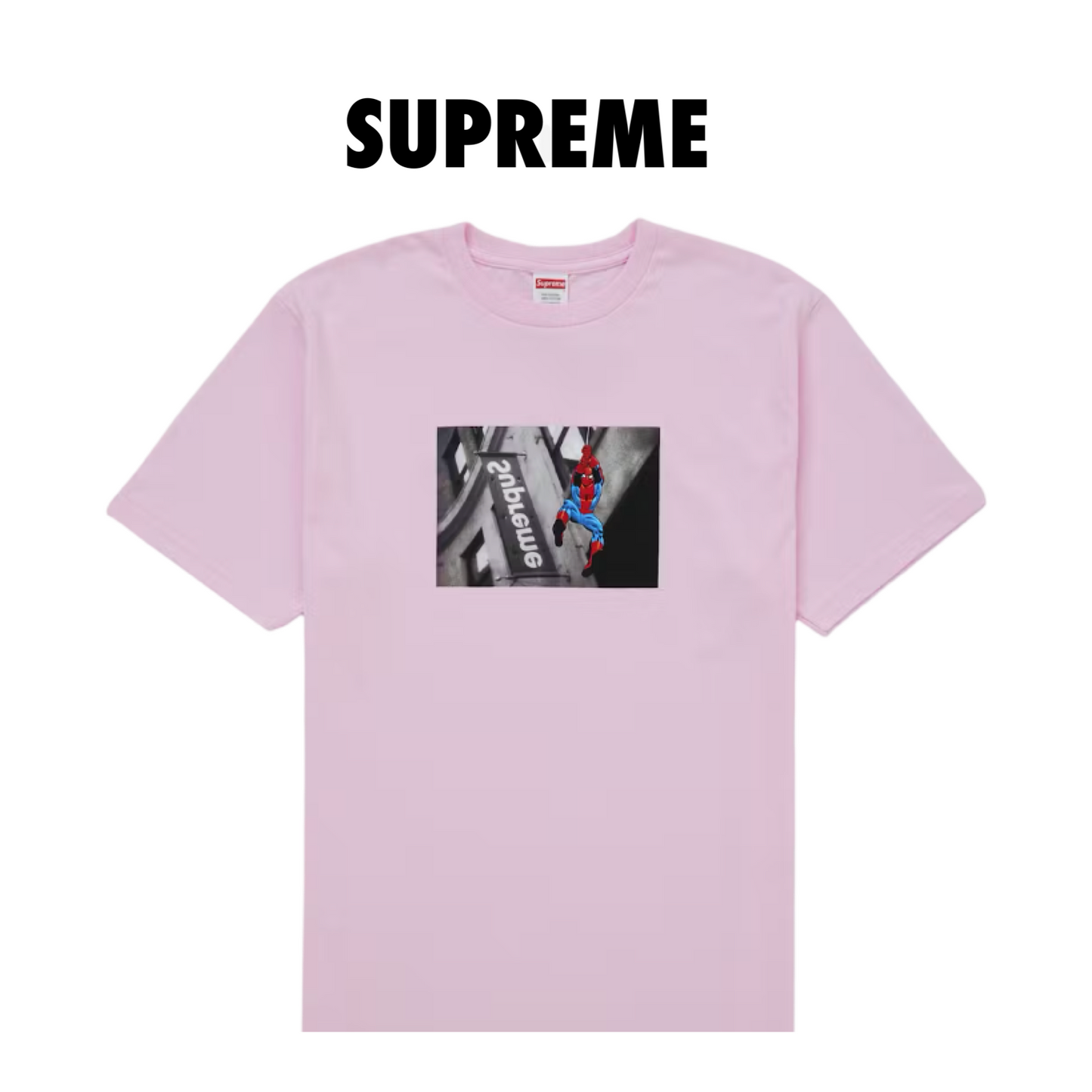 Supreme Spider-Man Tee Light pink