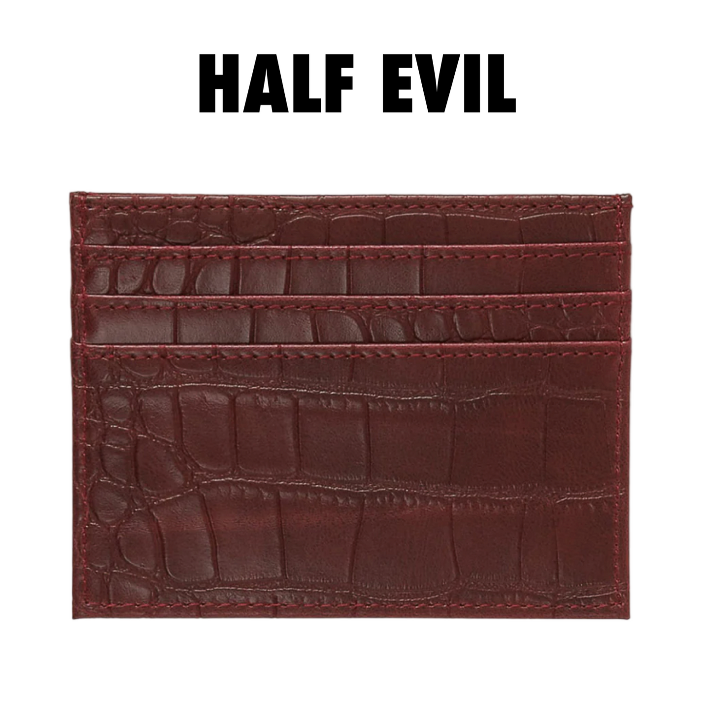 Half Evil MAROON CROCODILE CARDHOLDER