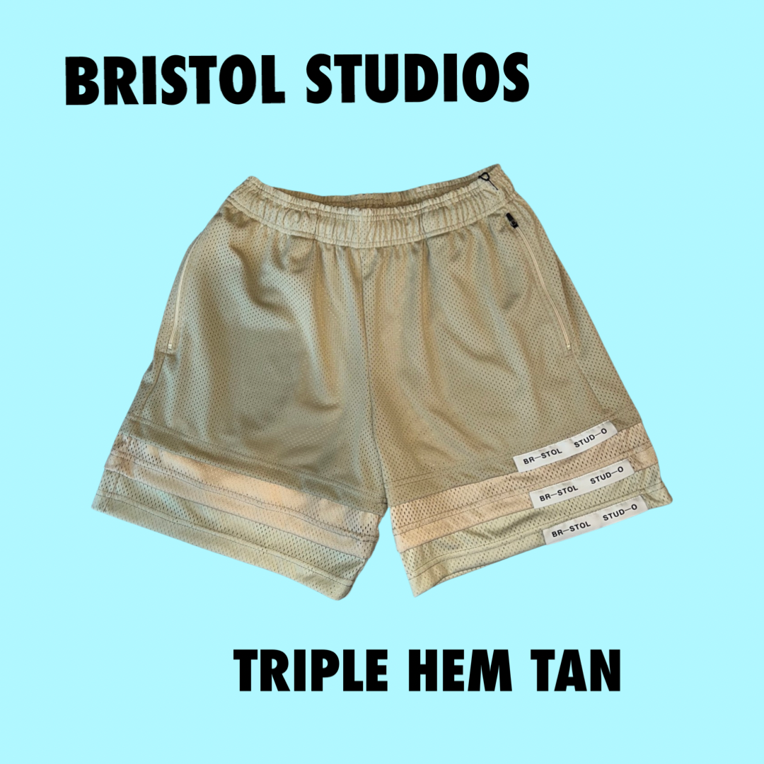 Bristol Studios triple hem shorts tan variations