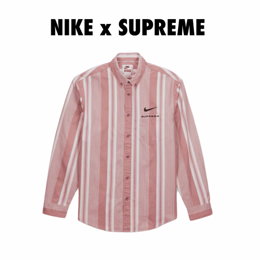 Supreme Nike Cotton Twill Shirt Pink stripe