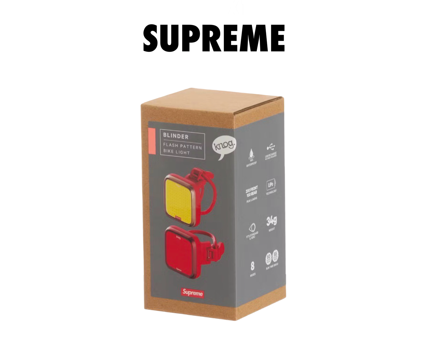 Supreme Knog Blinder Bicycle Lights (Set of 2) red