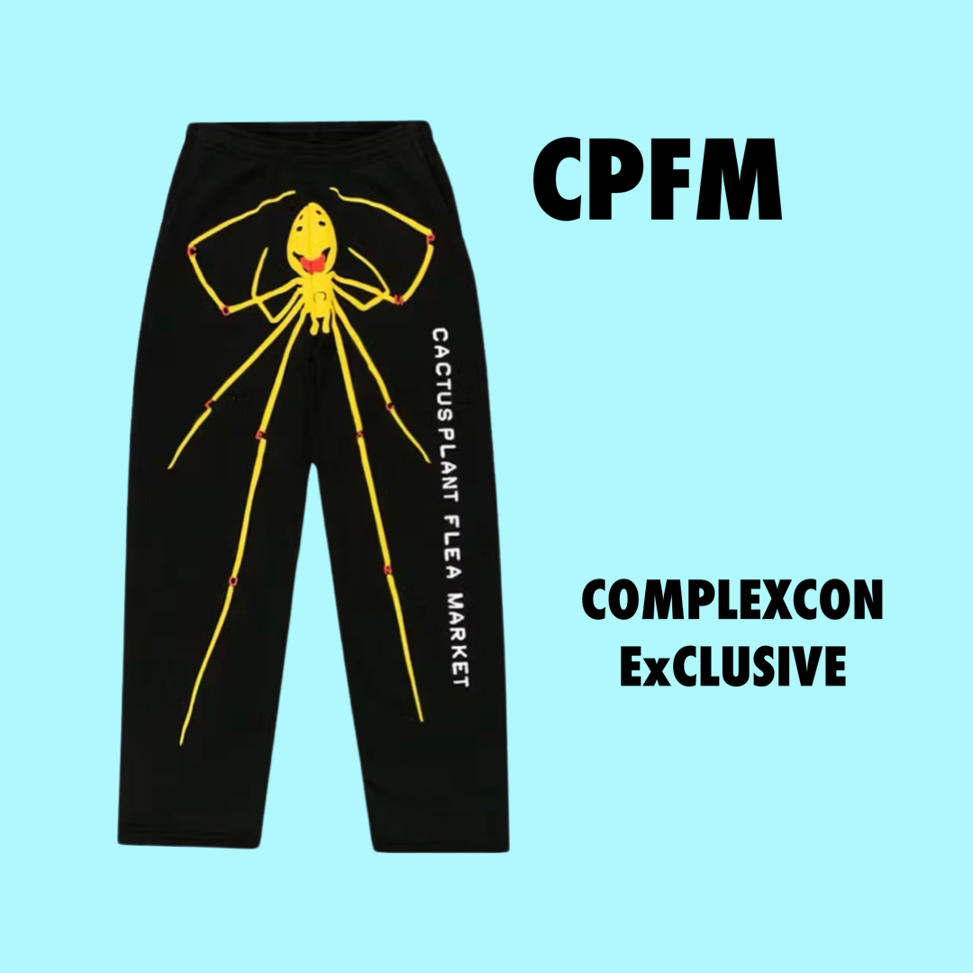 Cactus Plant Flea Market x ComplexCon Smiley Spider Wide Leg Sweatpants Black