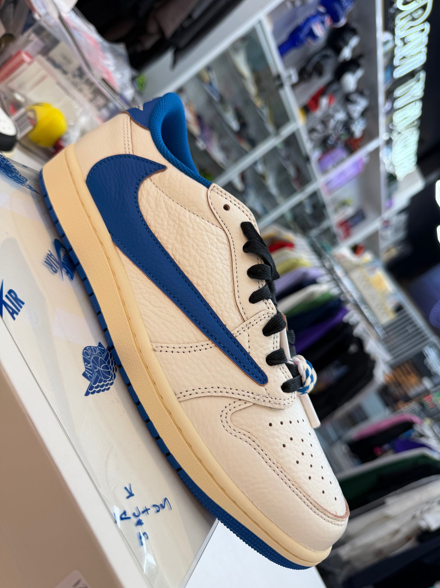 Jordan 1 Retro Low OG SP Fragment × Travis Scott Sail Military Blue