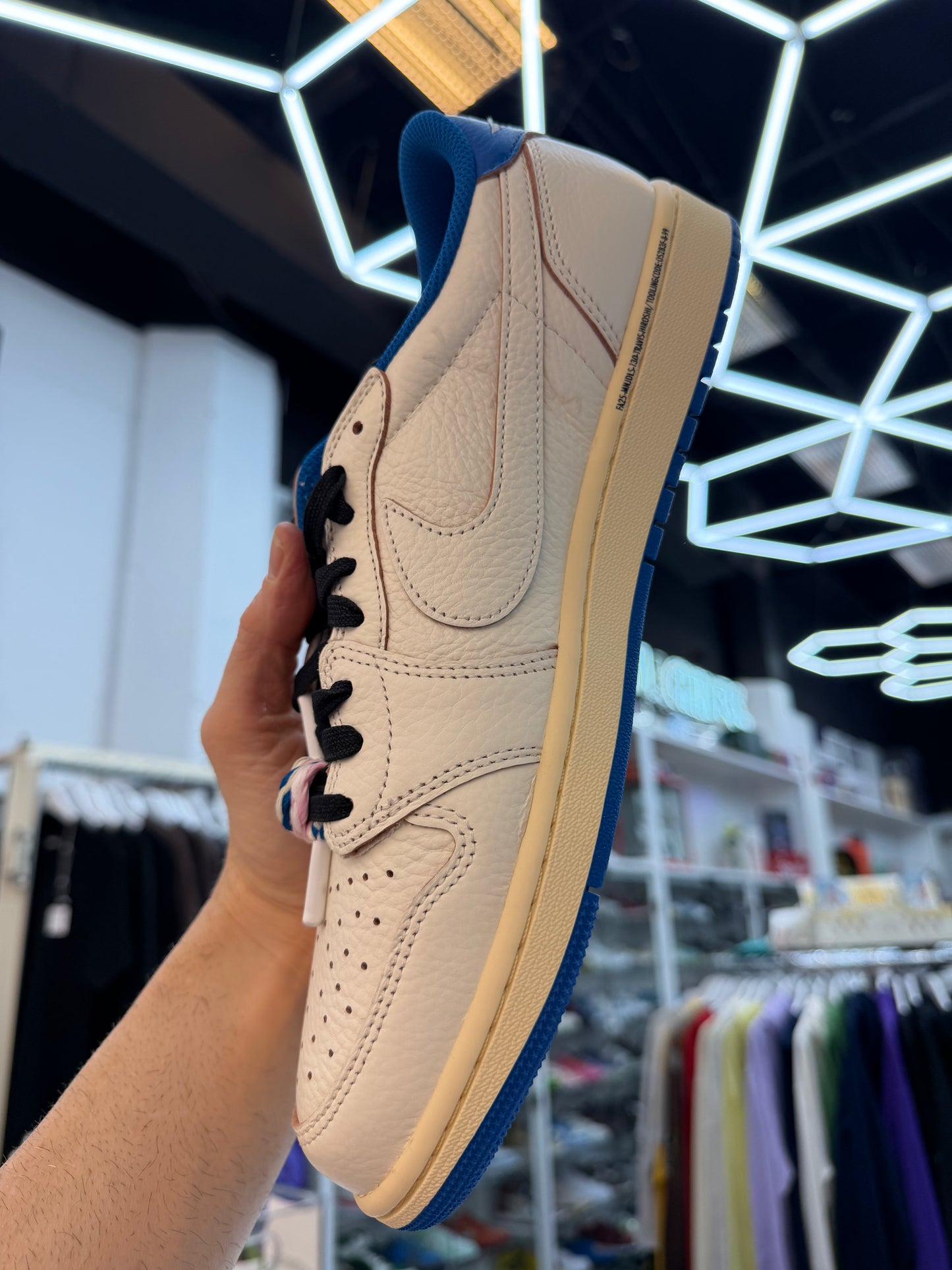 Jordan 1 Retro Low OG SP Fragment × Travis Scott Sail Military Blue