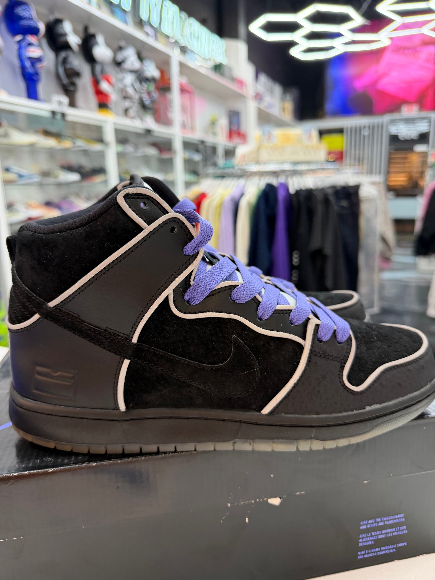 Nike SB Dunk High Black Purple Box
