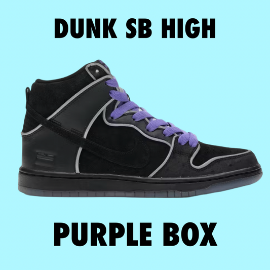Nike SB Dunk High Black Purple Box