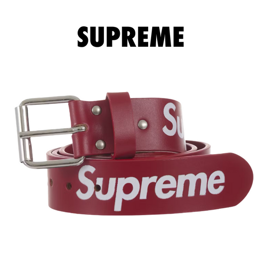 Supreme Repeat Leather Belt (FW25) Red