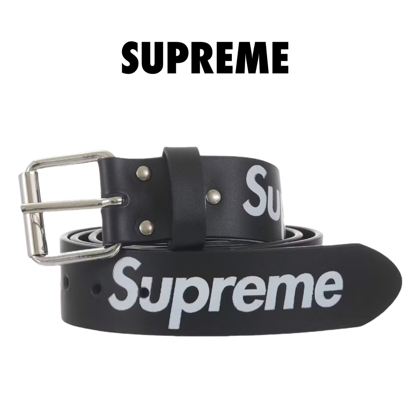Supreme Repeat Leather Belt (FW25) Black