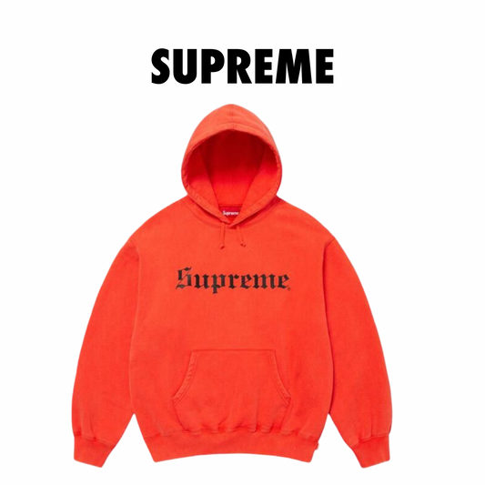 Supreme Old English Washed Orange hoodie
