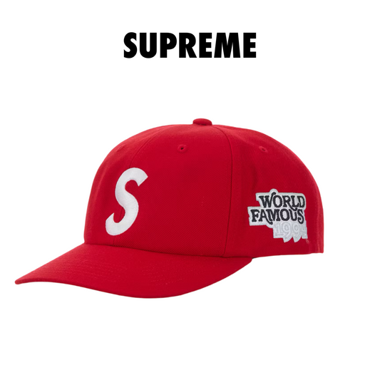 Supreme World Famous S Logo 6- Panel Hat red