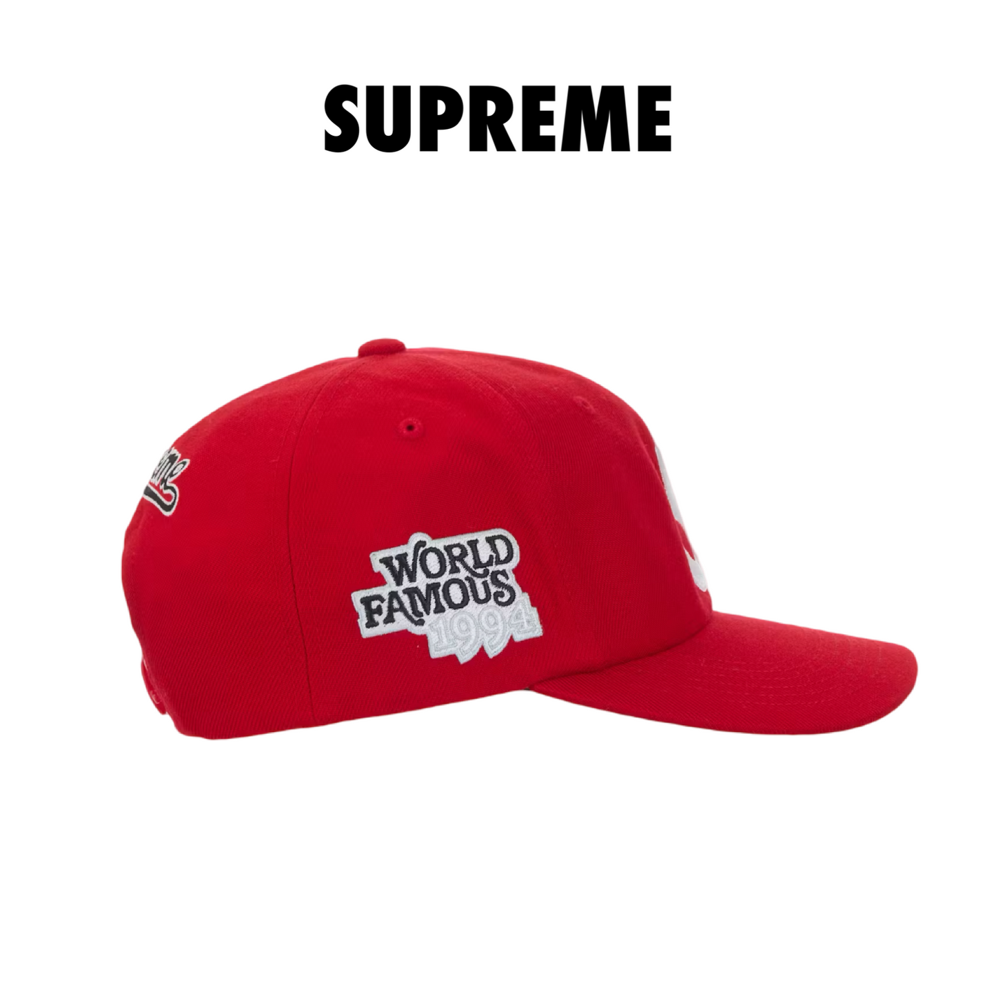Supreme World Famous S Logo 6- Panel Hat red
