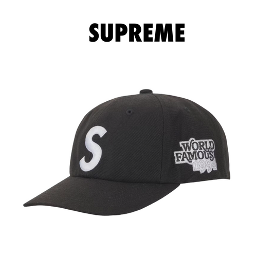 Supreme World Famous S Logo 6- Panel Hat black