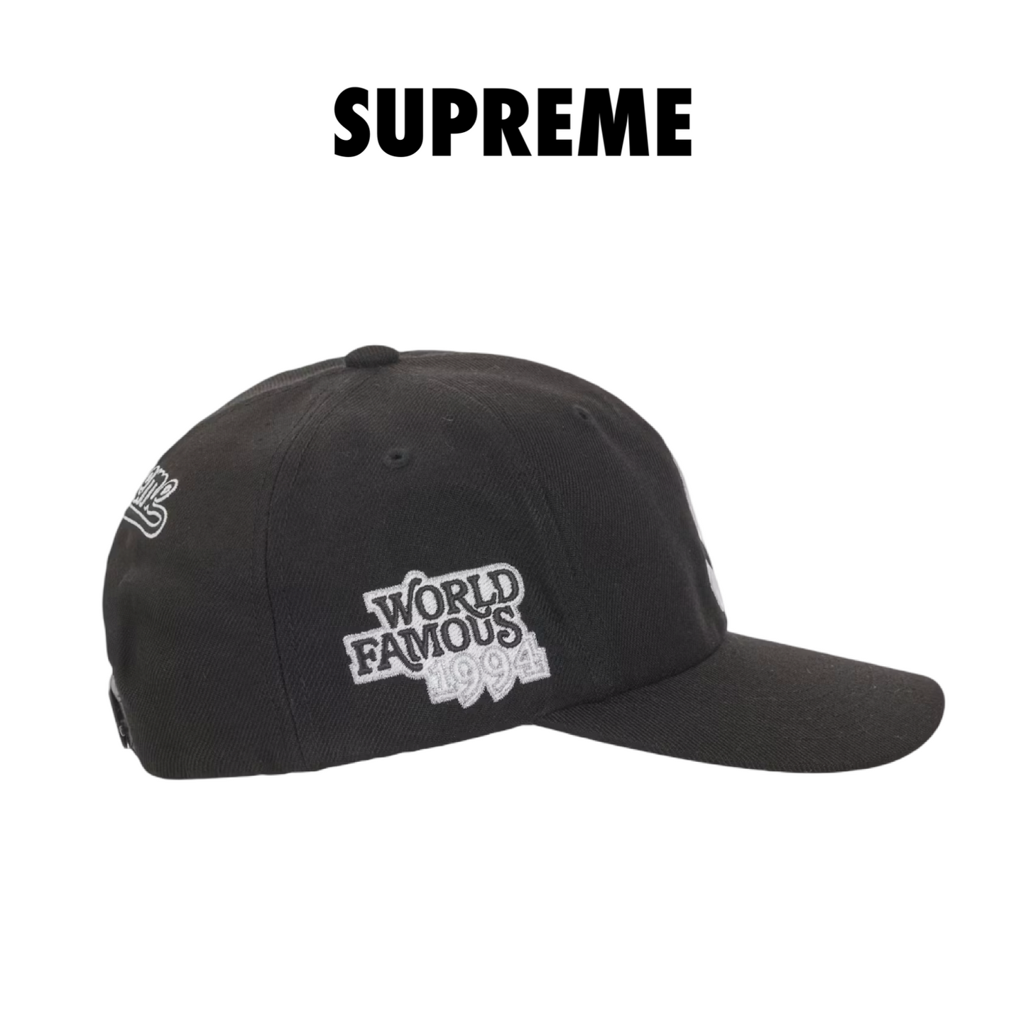 Supreme World Famous S Logo 6- Panel Hat black