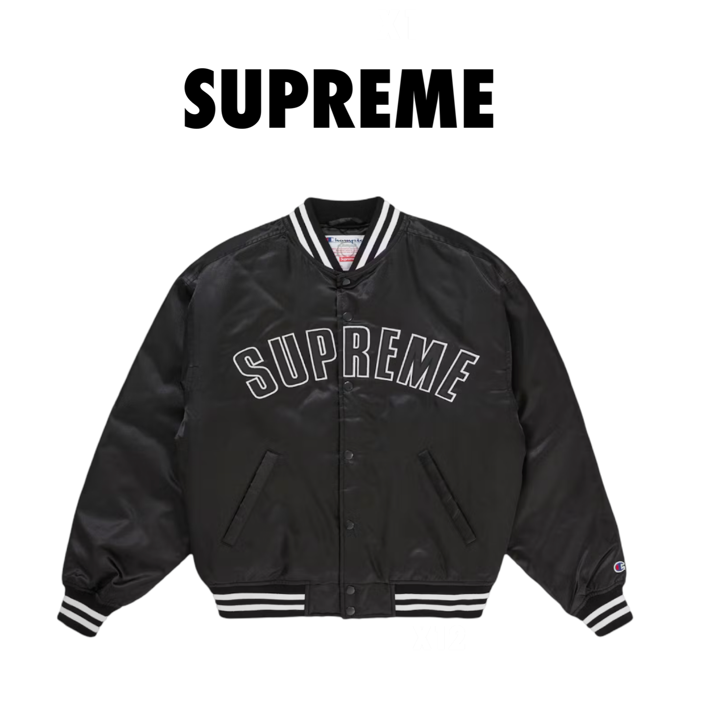 Supreme Champion Satin Varsity Jacket black