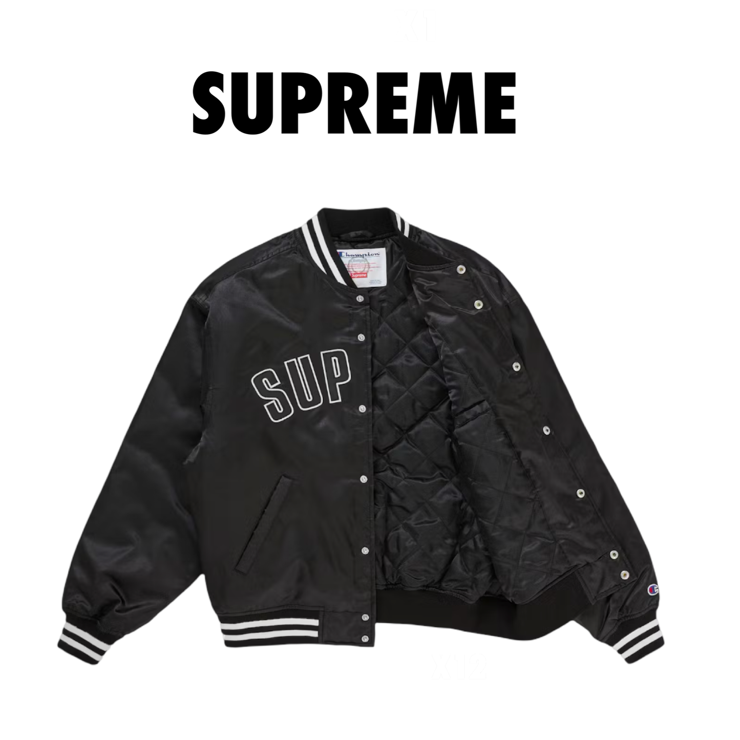 Supreme Champion Satin Varsity Jacket black
