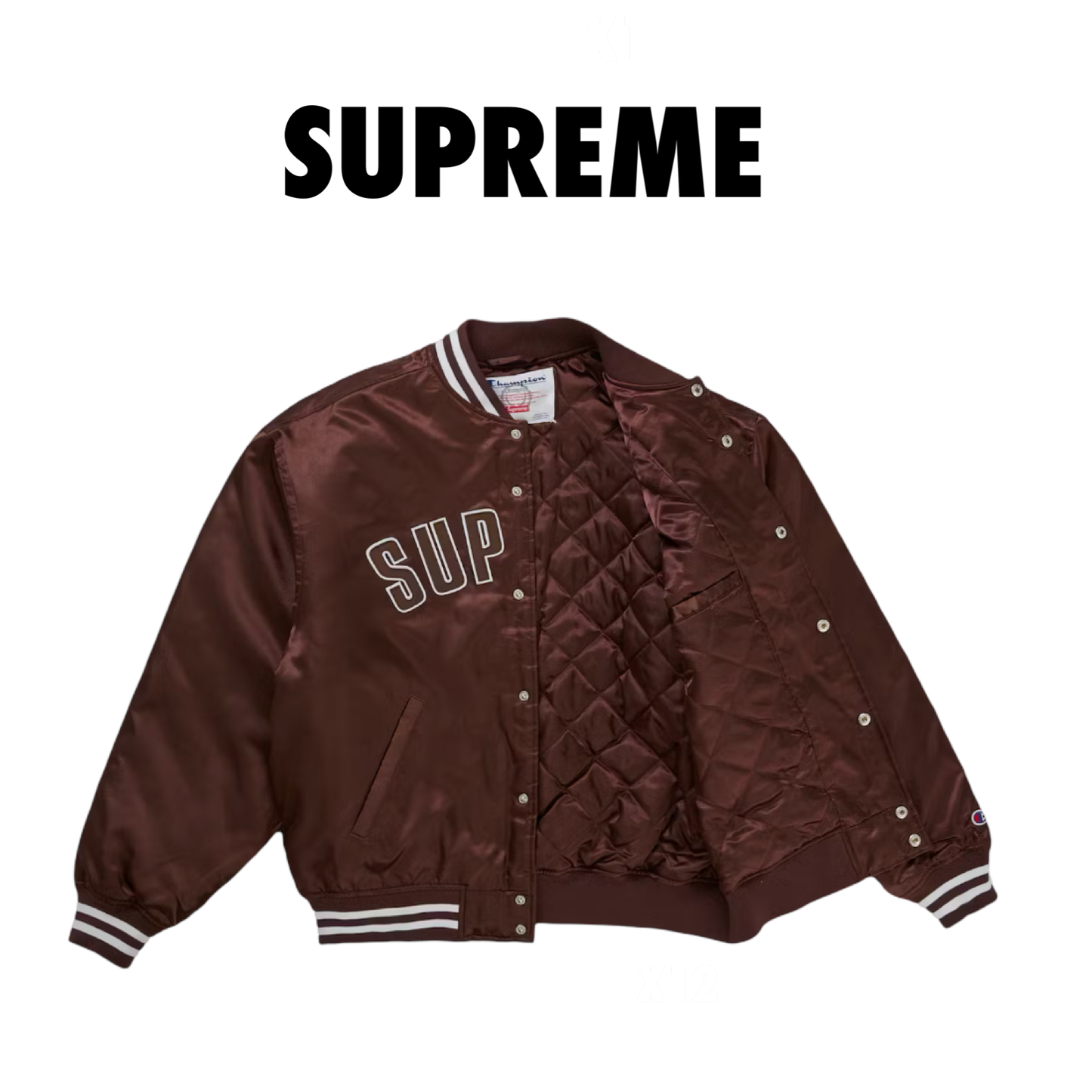 Supreme Champion Satin Varsity Jacket brown