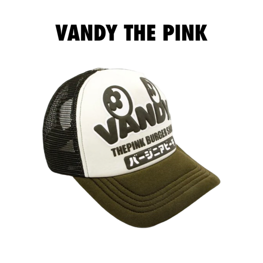 Vandy The Pink Trucket Hat Big Letters Brown