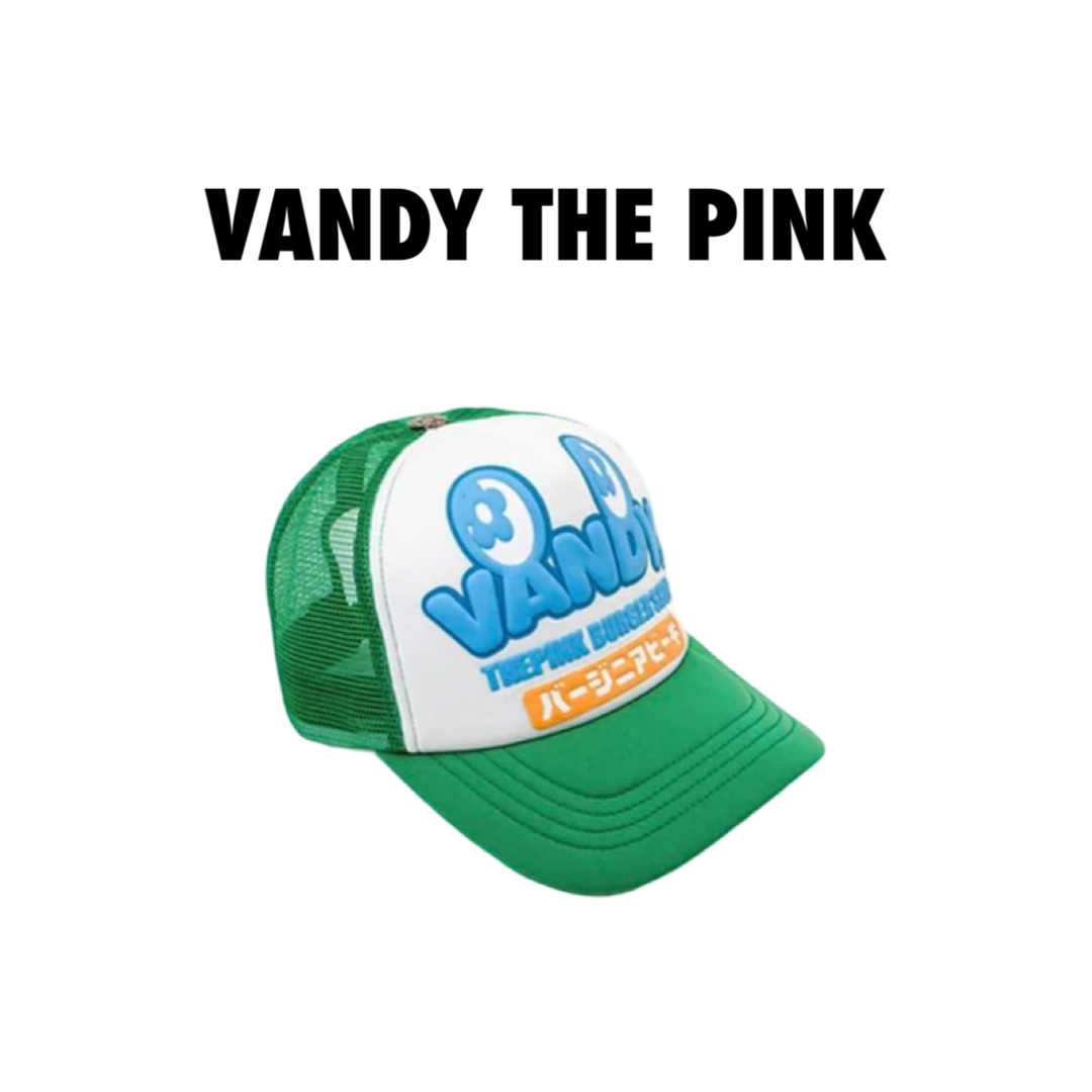 Vandy The Pink Trucket Hat Big Letters Green