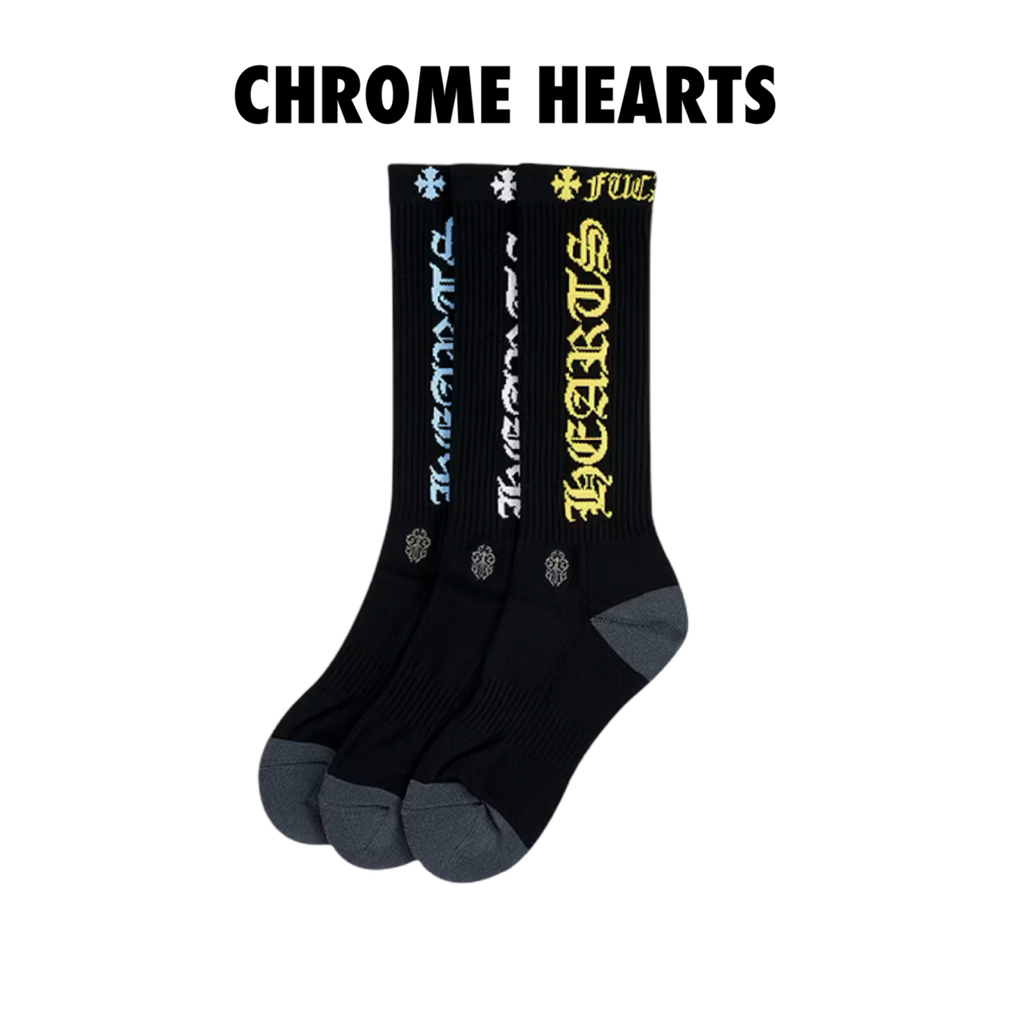 Chrome Hearts 3-Pack CH Socks multicolor black
