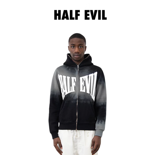 HALF EVIL Arc Blue Wash Body Bag Zip Hoodie