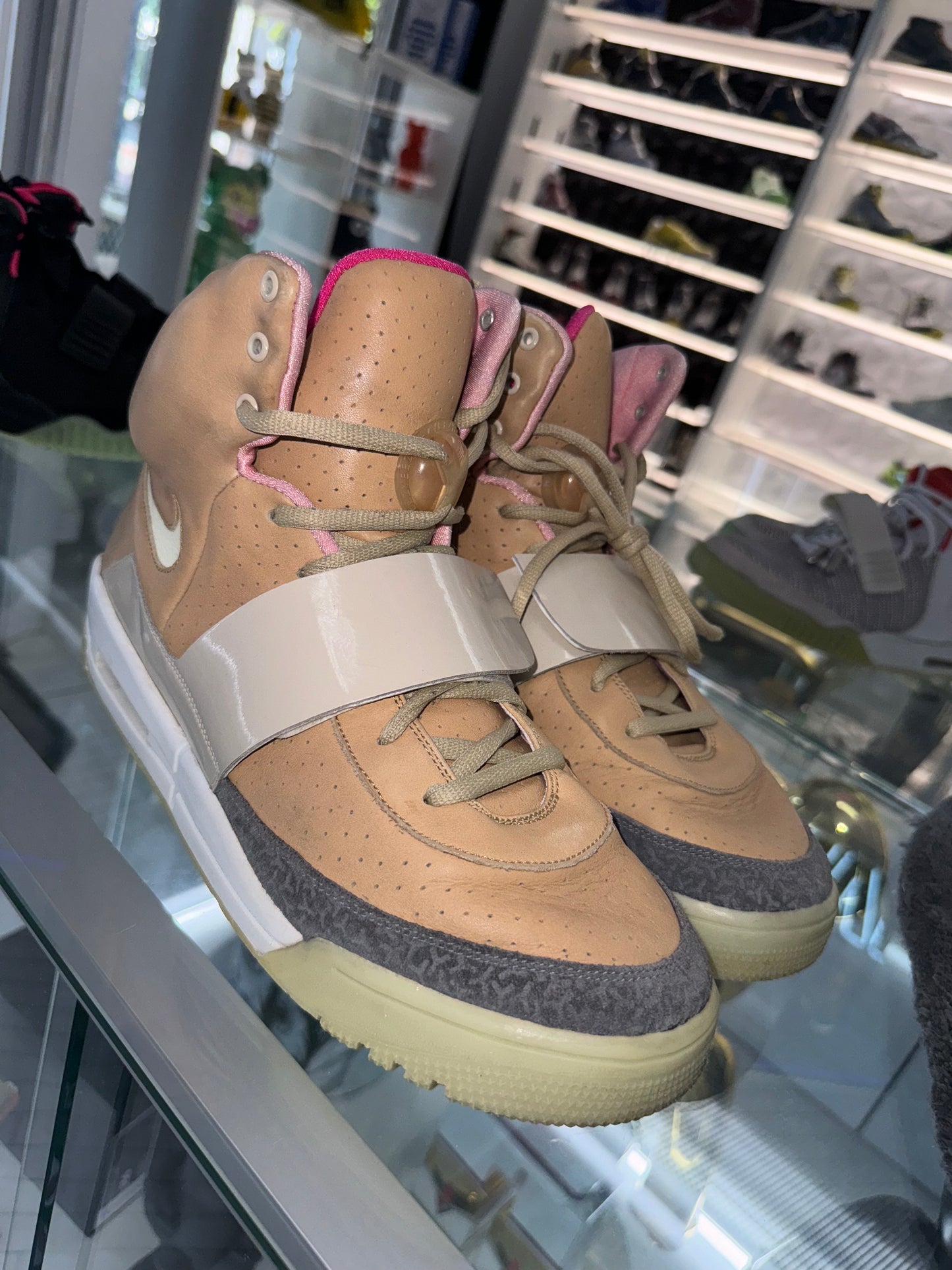 Nike Air Yeezy 1 Net Tan worn 13