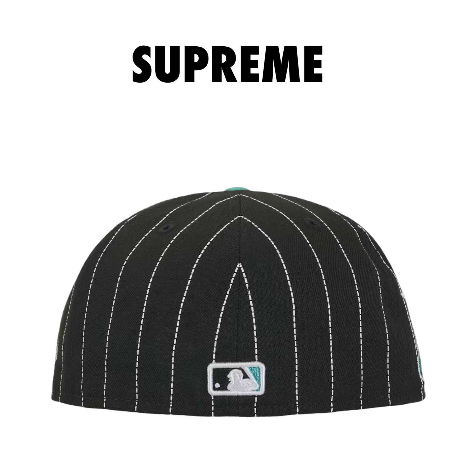 Supreme MLB Teams Box Logo New Era 59Fifty Cap Black Pinstripe Florida Marlins 7 1/4
