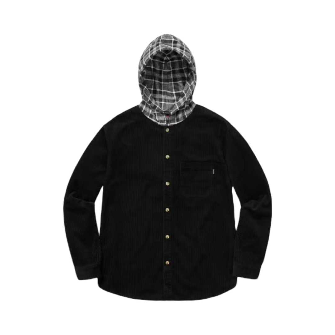 Supreme Hooded Color Blocked Corduroy Shirt Black/Gray
2018