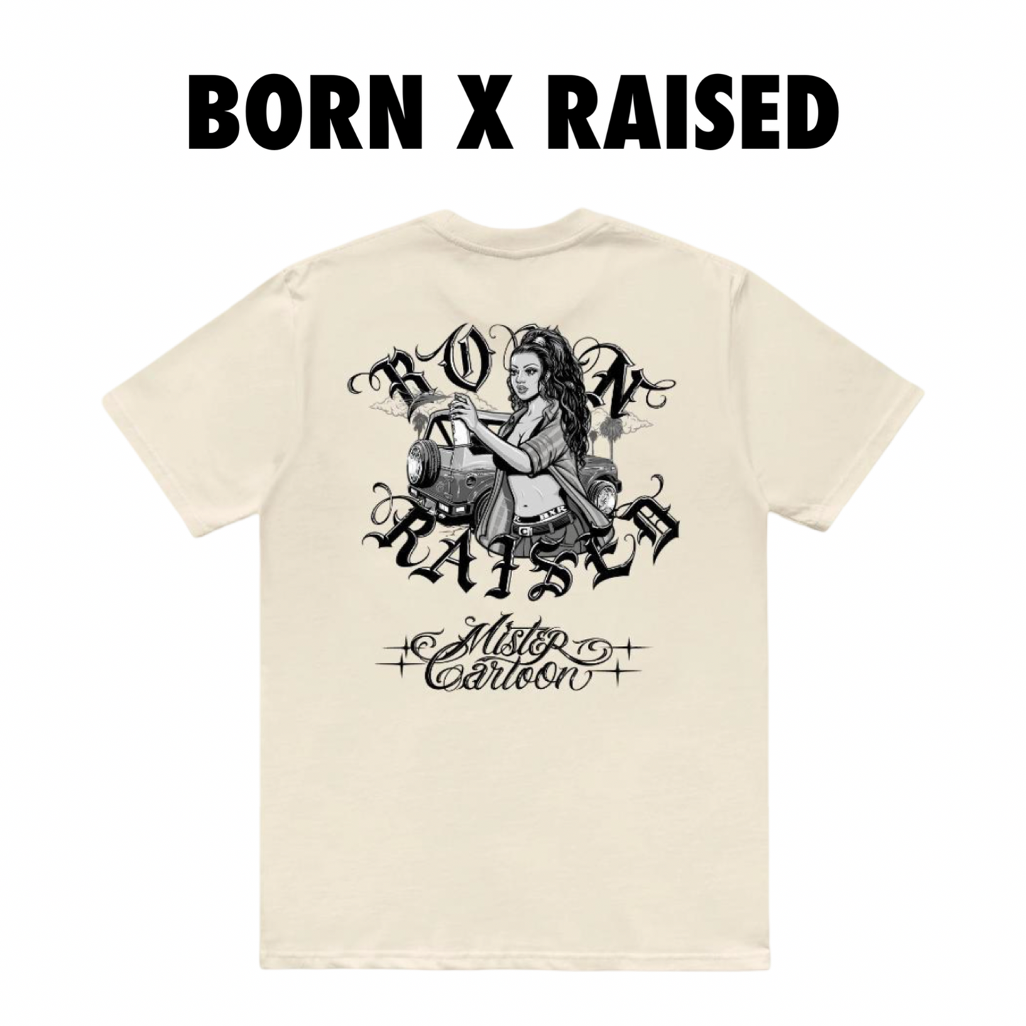 Born x Raises + MR CARTOON HOMEGIRL ROCKER TEE: CREAM
