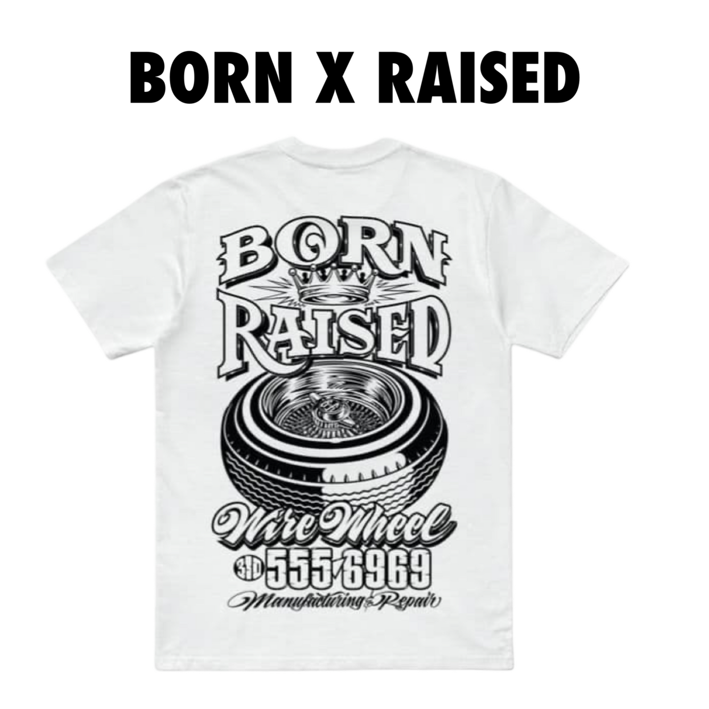 Born x Raises + MR CARTOON Wire Wheels tee white