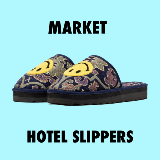 MARKET SMILEY UPSIDE DOWN HOTEL SLIPPERS size 10