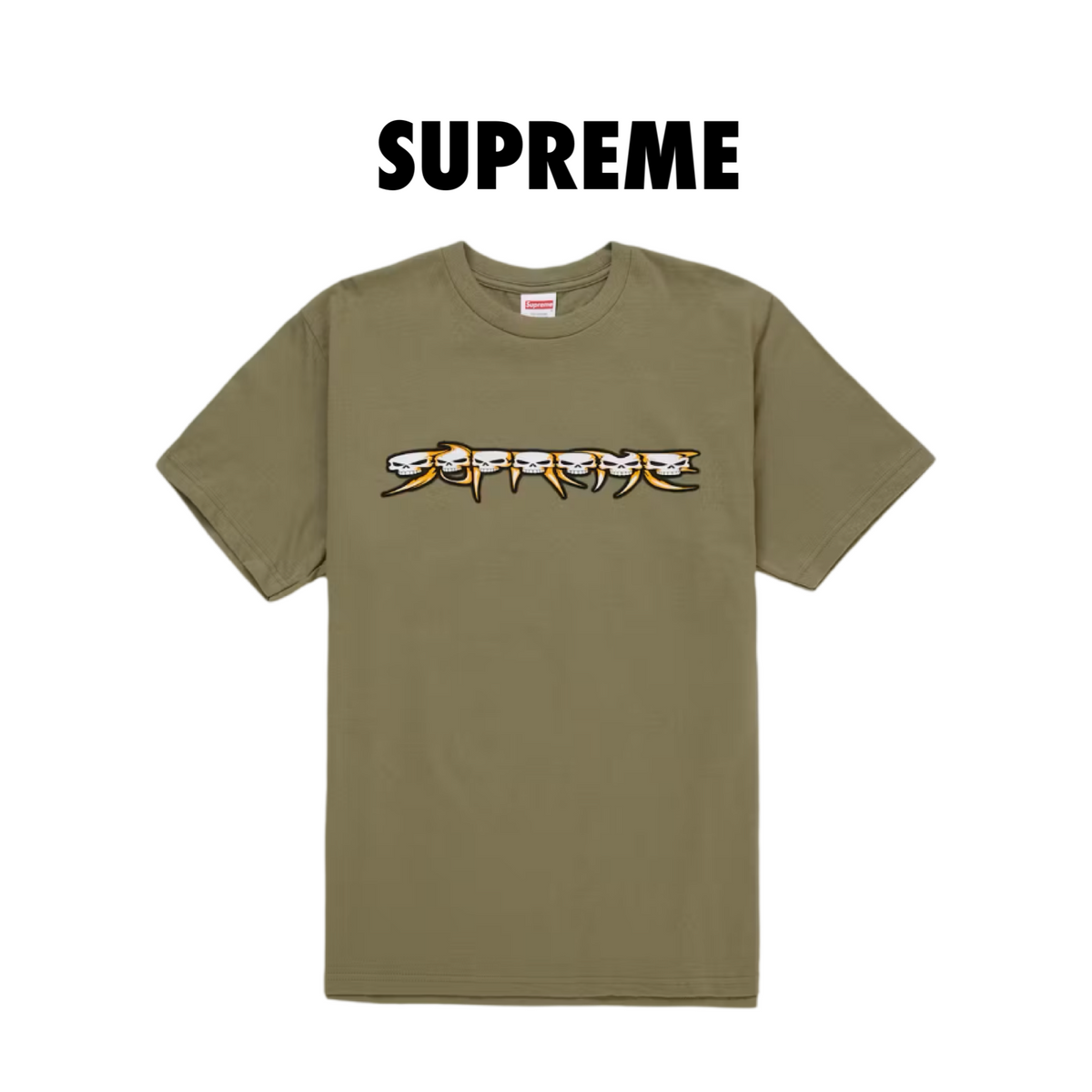 Supreme Skulls Spellout Tee Light green olive