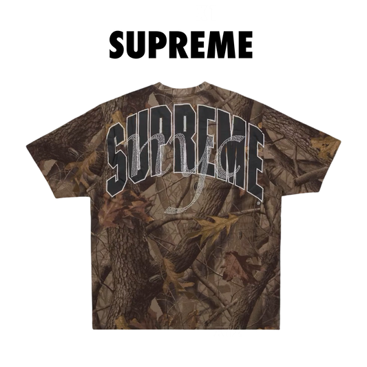 Supreme Rhinestone Script S/S Top Realtree Hardwoods camo