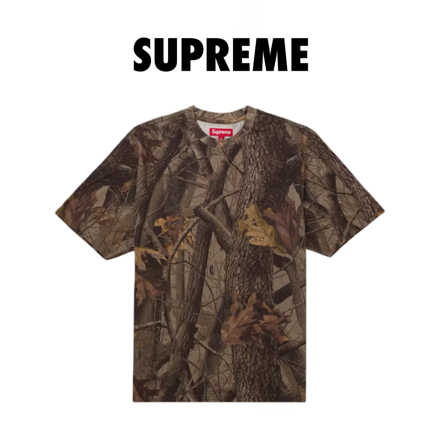 Supreme Rhinestone Script S/S Top Realtree Hardwoods camo