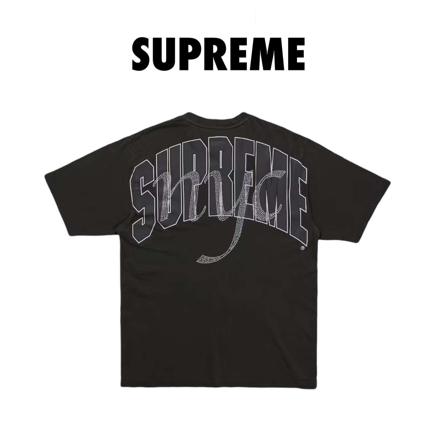 Supreme Rhinestone Script S/S Top Black