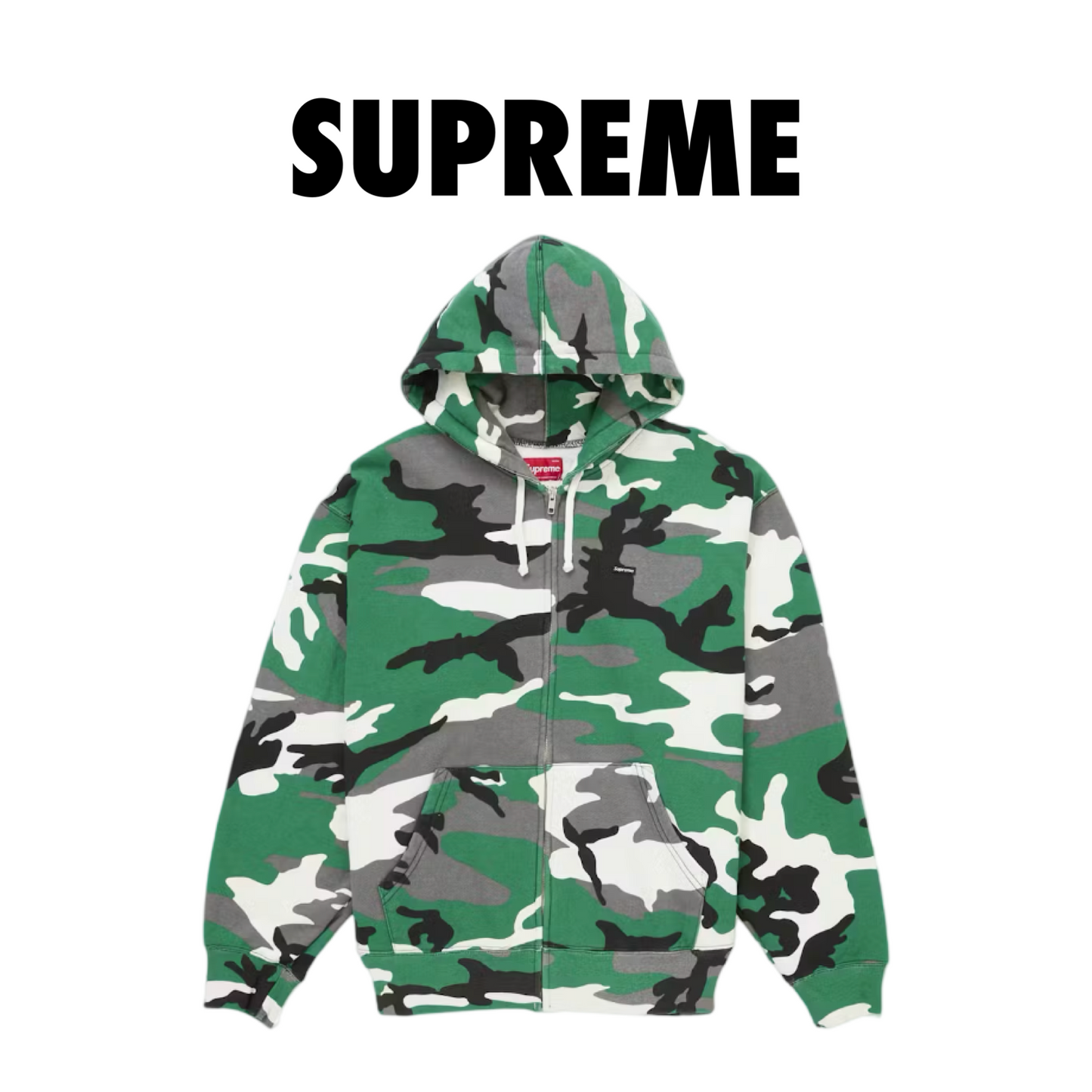 Supreme Small Box Zip Up Hooded Sweatshirt (FW25) Green Camo