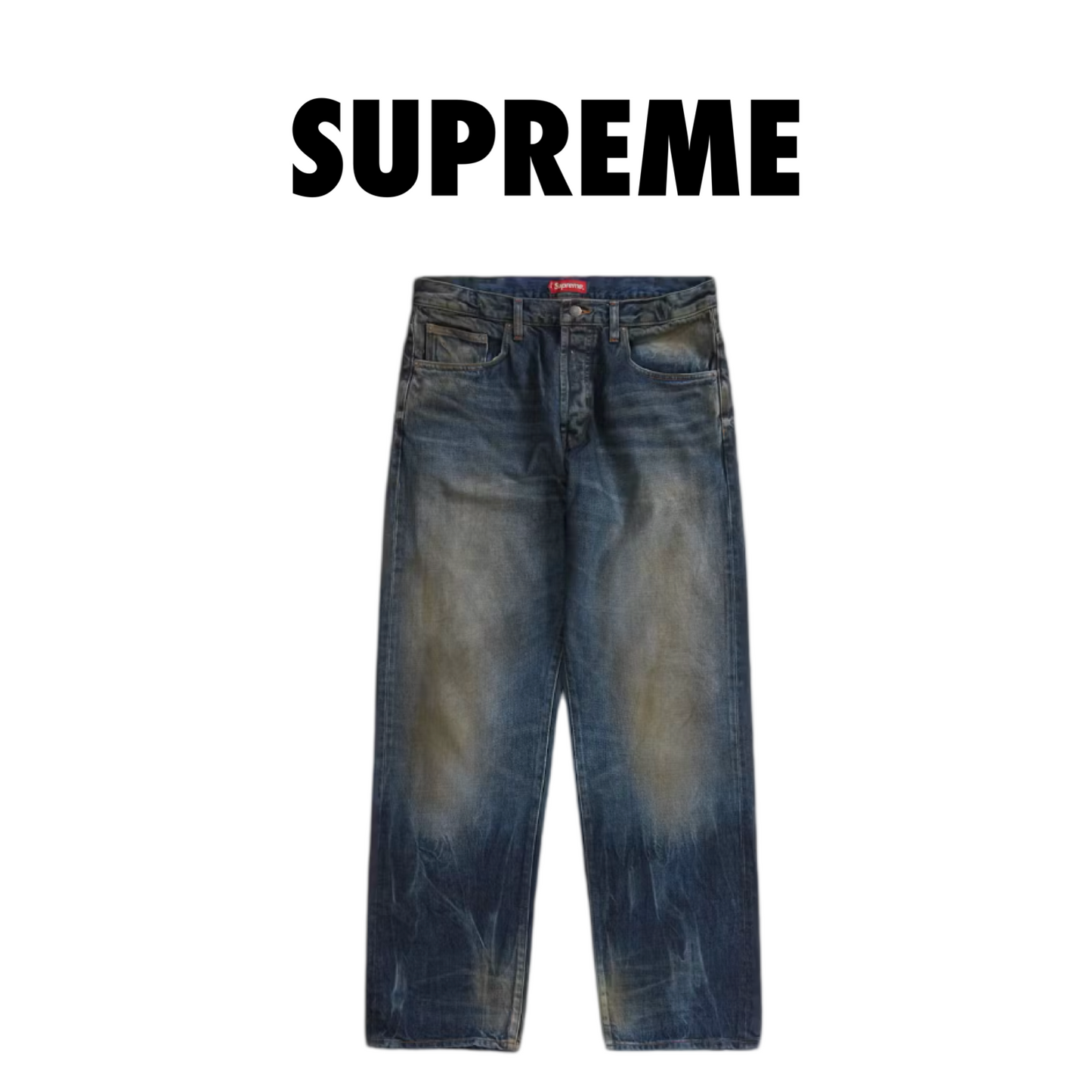 Supreme Distressed Loose Fit Selvedge Jean Washed blue size 34